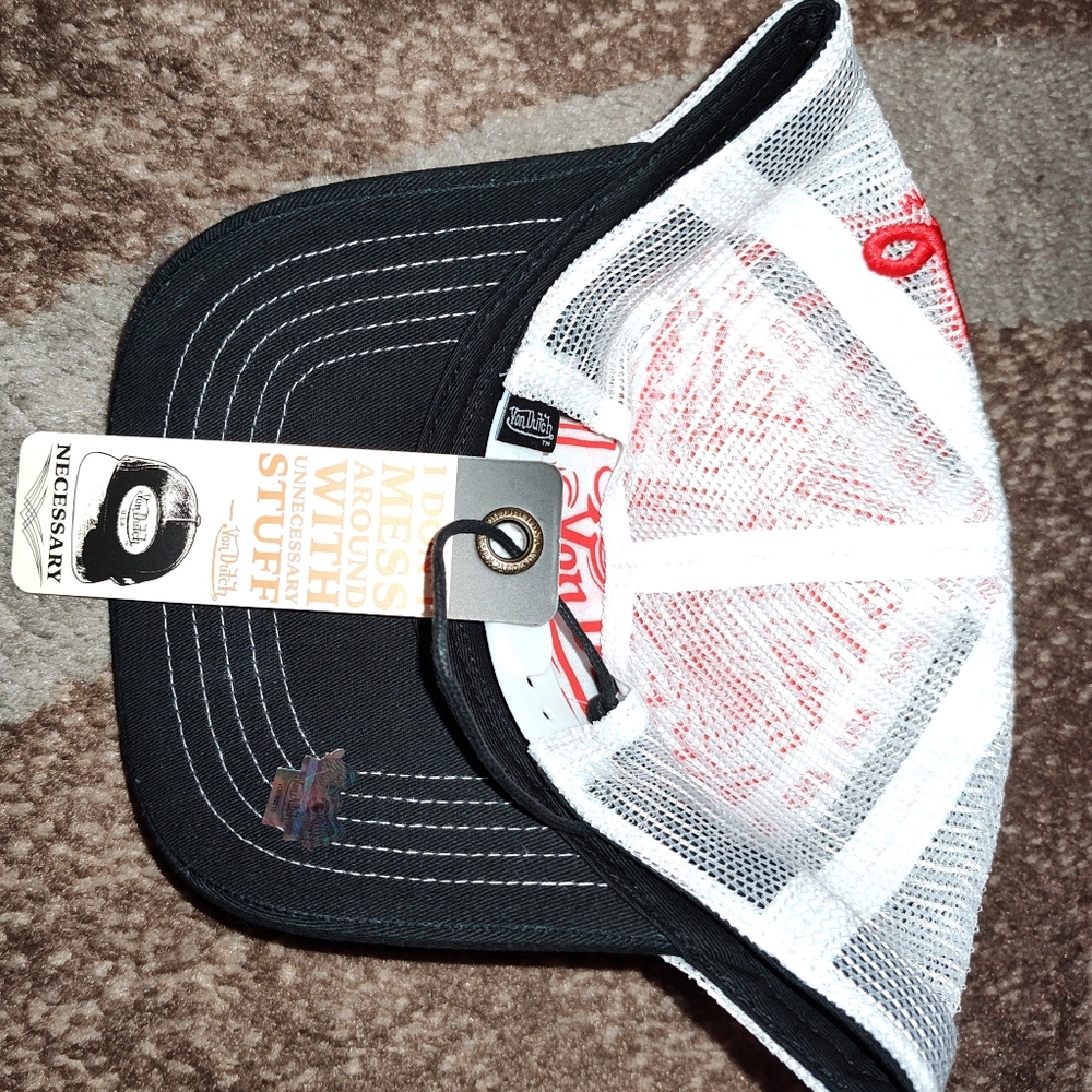 Von Dutch Black and White Trucker Cap with Red Embroidery - Picture 6 of 6